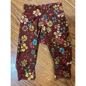 Floral Baby Toddler Leggings‎ Pants Rust and Yellow Colorful Flowers, New